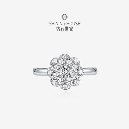 【极慕之星】【门店同款】钻石世家 18K金钻石戒指 花好月圆系列钻石女戒 商品图0