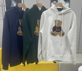 D120210毛巾绣涂鸦熊连帽卫衣男女同款可爱风减龄上衣25年秋韩系