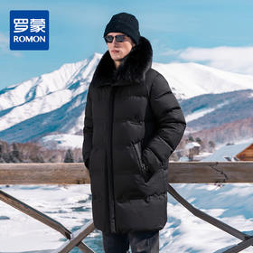 【可拆卸狐狸毛领】罗蒙冬季羽绒服爸爸装中老年中长款保暖轻薄一衣两穿外套