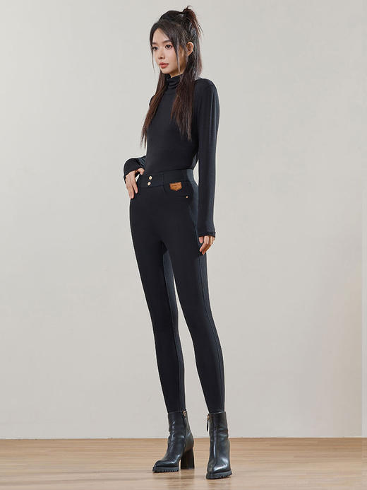 【免费试穿-百搭牛油果小黑裤 三个厚度可选】【视觉上瘦20斤的神仙小黑裤】【百搭毛衣 外套】新款自带香气牛油果显瘦修身百搭外穿加厚黑色高腰提臀收腹小黑裤女打底裤女 40744 商品图5