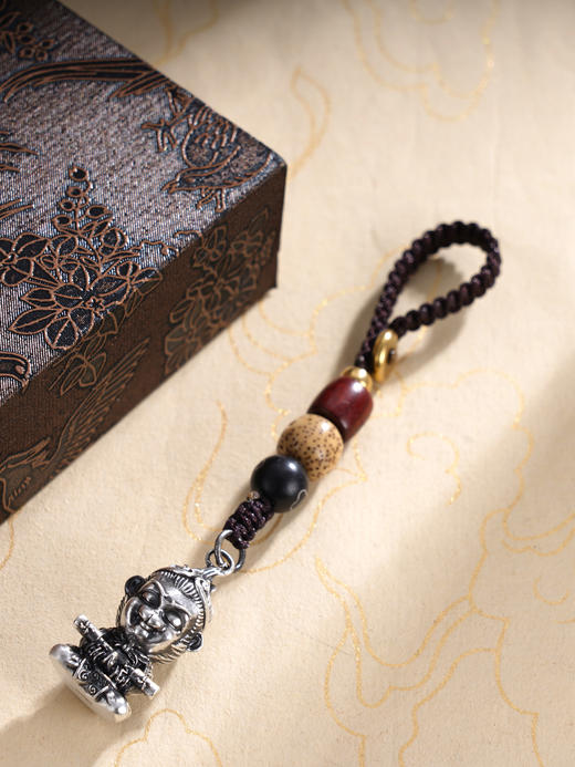 子佩集S999银【悟空禅定】钥匙扣【DZ1016】纯银2412 商品图0