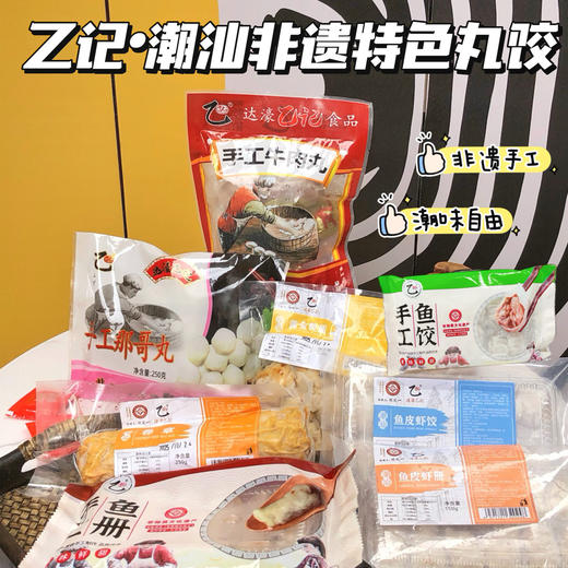 乙记·潮汕非遗特色丸饺  浮丸/广章/鱼皮虾册/鱼皮虾饺/达濠那哥鱼丸/牛肉丸/鱼册/鱼饺 三种套餐组合，多款美味全包揽； 传统手工制作，经典潮汕风味 商品图0