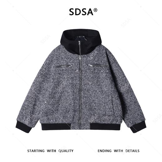 25051SDSA男士秋冬新款痞帅男装美式潮牌撞色假两件羊毛外套百搭时尚 商品图1