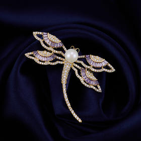 小众轻奢微镶锆石蜻蜓胸针，高级感外套衣服固定别针昆虫胸花配饰LY-E-163