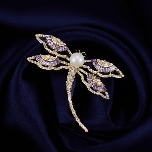 小众轻奢微镶锆石蜻蜓胸针，高级感外套衣服固定别针昆虫胸花配饰LY-E-163 商品图0