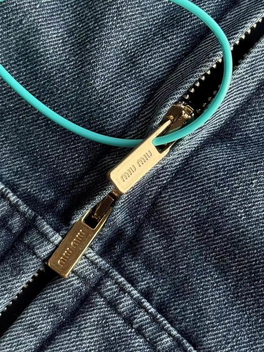 D120204纯色字母Logo连帽拉链宽松水洗牛仔棉服外套 商品图11