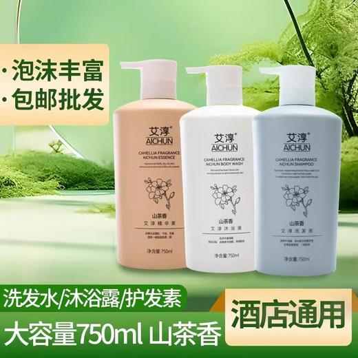 艾淳750ml洗发水沐浴露护发素套装星级酒店宾馆民宿家用瓶装批发 商品图0