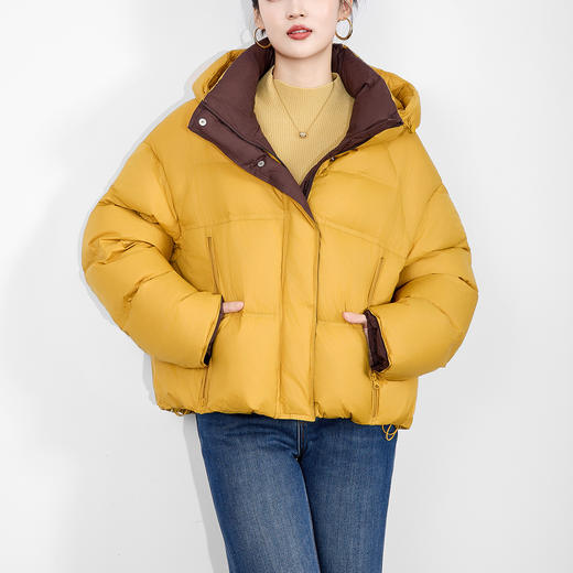 「高货wl」全新升级【铂金会员514/天猫689/差价175】(74106)洛诗琳气质双拉链设计短款面包服2025冬季连帽宽松羽绒服 商品图1