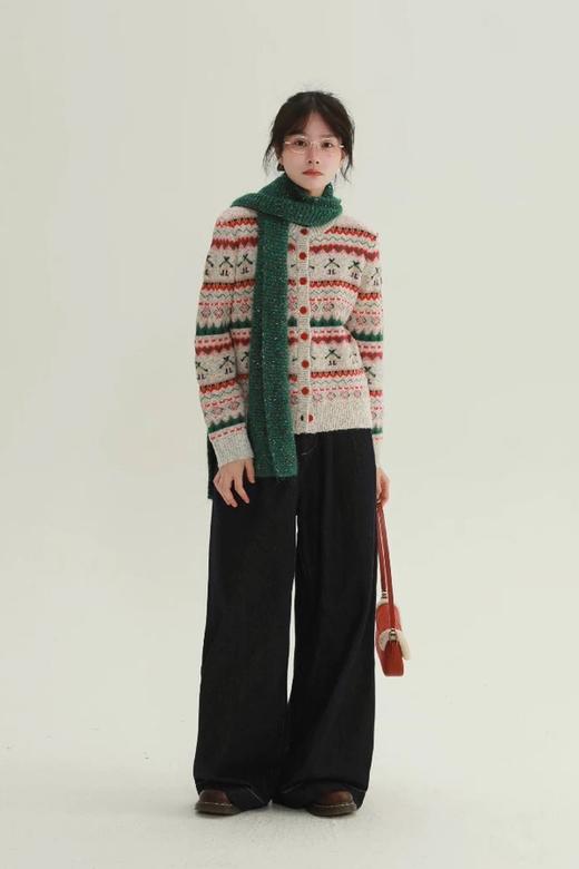 Stay2Weeks 圣诞文艺复古提花舒适针织开衫 21905 商品图5