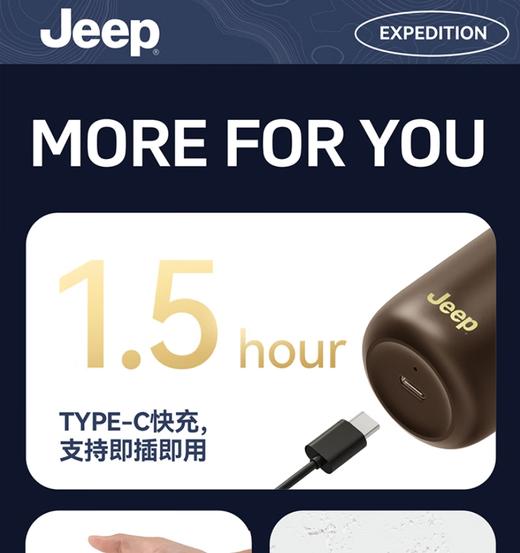 JEEP美国吉普智能剃须刀便携式 男士电动刮胡刀mini三刀头旋转式全身水洗感应剃须情人节礼物送 英雄限定礼盒装 商品图7