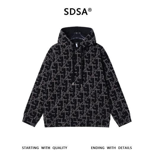 WY1468SDSA男士秋冬新款痞帅男装潮牌撞色绒毛抽象连帽卫衣百搭时尚上衣 商品图1