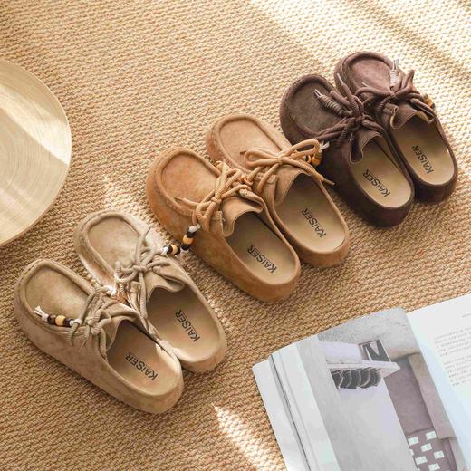 【KAISER 袋鼠鞋】丑萌慵懒松弛感厚底/波西米亚风厚底勃肯鞋半拖 商品图0