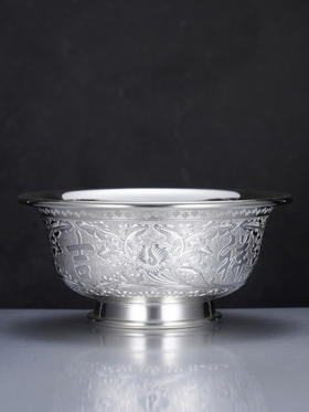 子佩集S999银【花锦良缘】碗摆件【FS023】纯银餐具2412
