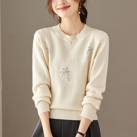 亮片上衣高级感短款女装毛衣，厚款打底衫显瘦洋气CC-27-25269 商品图2