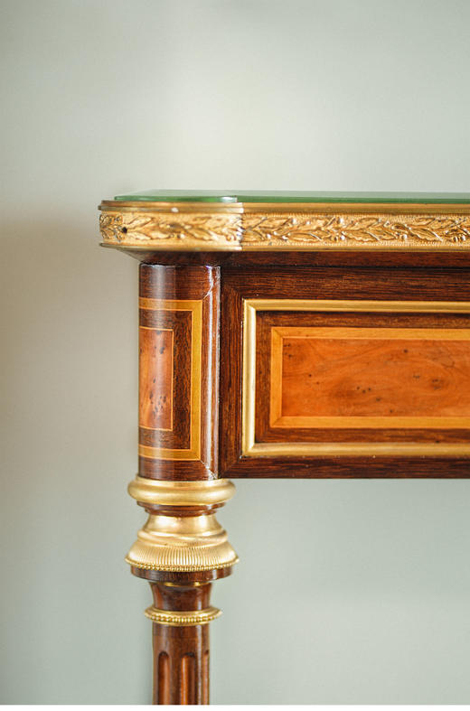 独角鹿西洋古董19世纪末法国出品路易十六风格细木镶嵌边桌 商品图2