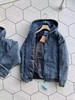 D120204纯色字母Logo连帽拉链宽松水洗牛仔棉服外套 商品缩略图4