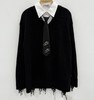 NC假两件配领带长袖毛织上衣50805（黑）秋季253050220321 商品缩略图1