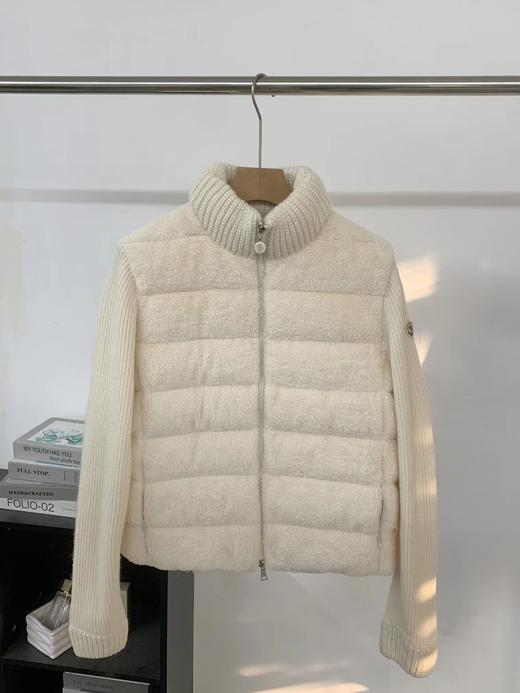 D120229新款防风保暖立领设计针织拼接羽绒服外套女 商品图4