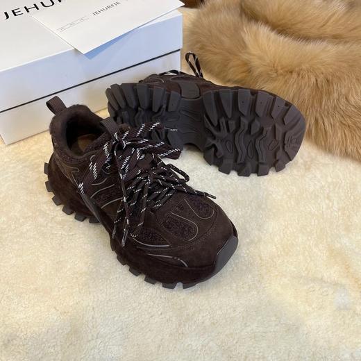 JEHURFIE纪华菲老爹鞋 | 双鞋带设计、时尚个性、酷黑尽显潮流感、亲肤绒里+绒面乳胶脚垫、舒适好穿、日常通勤超百搭！ 商品图4