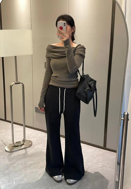 D120236云感微喇裤女2025冬季新款慵懒感休闲长裤 商品图8