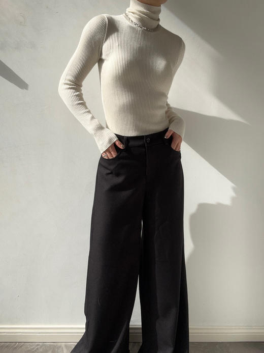 Puree｜#1971 Ribbed Baciscs Turtleneck 高垂领 精纺丝羊绒罗纹打底 [  白 / 黑  ] 商品图5