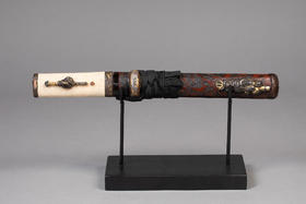 独角鹿西洋古董1504–1521年代日本室町末期永正年间手掻派包吉出品瑞龙主题铜鎏金银精雕装饰树纹漆木刀鞘及鲛皮手柄短刀