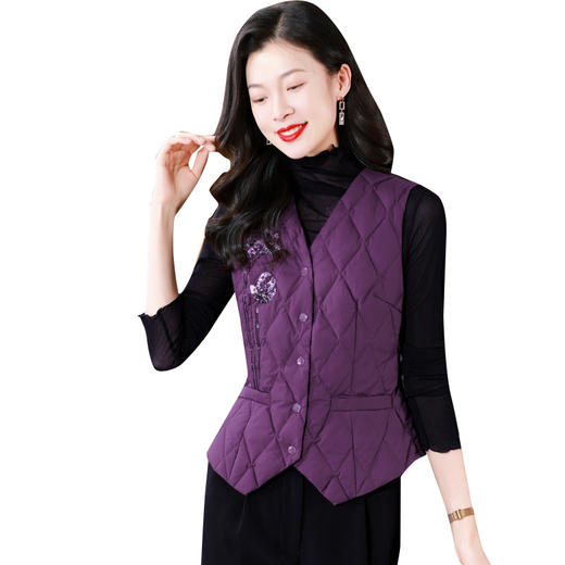 KQL B43N1658亮片刺绣羽绒棉马甲外套修身显瘦保暖背心上衣 商品图4