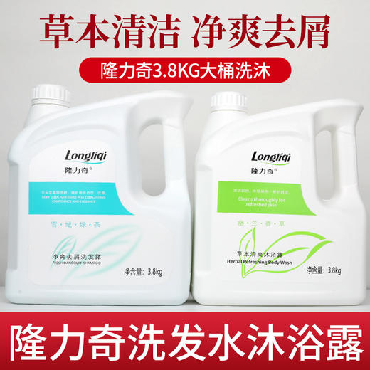 隆力奇净爽去屑洗发水沐浴露二合一绿茶香氛3.8kg酒店浴场理发店 商品图0