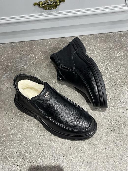 【牛皮男士皮鞋】鞋面头层牛皮，羊毛内里,一脚蹬设计！柔软保暖，密度高！久穿不累，舒适贴合，防滑耐磨！品质满满！【KH-J】 商品图2