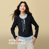 【12/03新品】熙世界云柔亲肤假两件针织T恤女长袖秋冬内搭打底衫撞色系带上衣 商品缩略图1