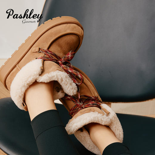 【梅花出品】帕奢利女士时尚系带雪地靴HZ0059 商品图1