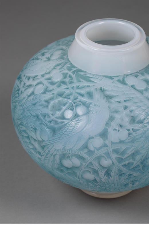 独角鹿西洋古董1924年法国出品「Aras 南美鹦鹉」款淡蓝色欧泊水晶花瓶 商品图4