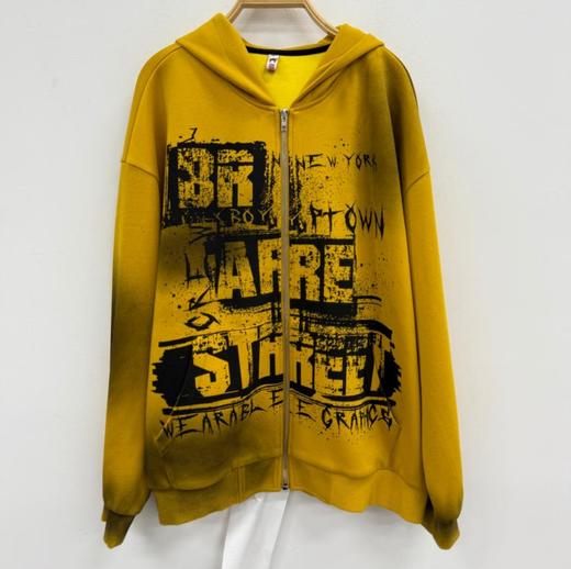 NC连帽喷色印图案长袖卫衣50902（黄）秋季153210060321 商品图1