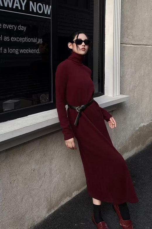 LNNNS 法式气质高领端正显瘦磨毛连衣裙 21901 商品图2