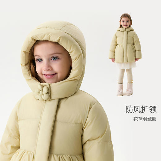 【无氟防泼水】马克珍妮女童立体花朵花苞连帽羽绒服2025年冬装新款551713 商品图1