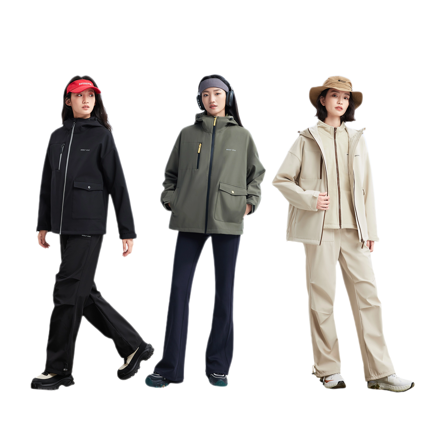 魔力薇薇MOLYVIVI丨宽松软壳服机能三合一外套【送三双缓震中筒条纹运动袜女款限量4000单】