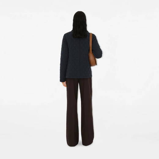 【一】BURBERRY 巴宝莉 女士 B 字盾牌徽标贴花绗缝尼龙夹克棉服 蓝色 8097995 C1901 商品图5