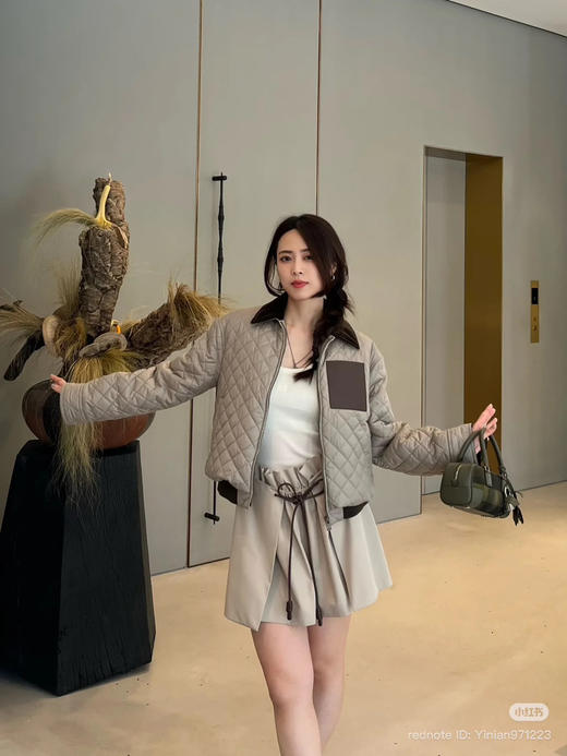 122-1 排他性独家圆正 lew 灯芯绒领 皮牌装饰 方格式绗棉棉服 我穿38 商品图8