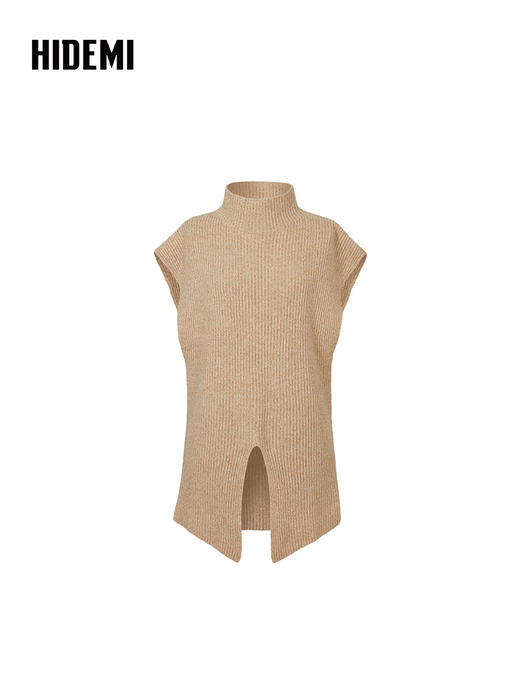 HIDEMI 简约开衩设计感进口羊毛花纱半 廓形多穿式马夹 商品图6