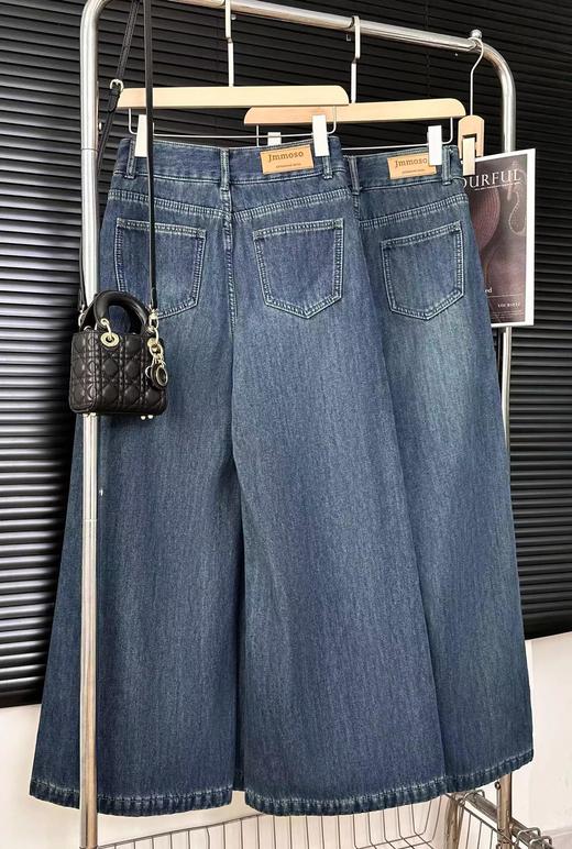 D120223一件过冬~冬季新款加绒复古高腰双口袋垂感显瘦直筒阔腿牛仔裤 商品图9