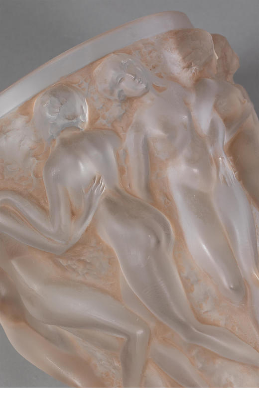 独角鹿西洋古董1927年法国出品「Bacchantes 酒神祭司」款橙色欧泊水晶花瓶 商品图7