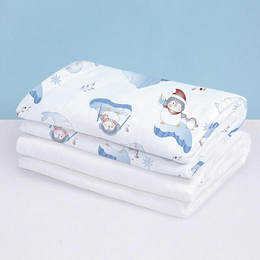 贝彤针织棉双胆被冰山企鹅/蘑菇美兔加厚款Cb2510蓝色120*150cm 商品图2
