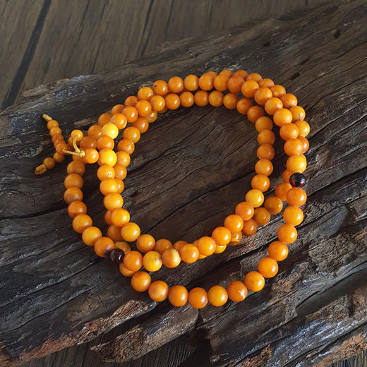 【天然正品】天然满蜜鸡油黄约7.2MM老蜜蜡多圈手串项链两用款7.2MM（皆取最大值）链长：41CM女士281125NJM16 特价 商品图4