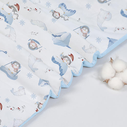 贝彤针织棉双胆被冰山企鹅/蘑菇美兔加厚款Cb2510蓝色120*150cm 商品图6