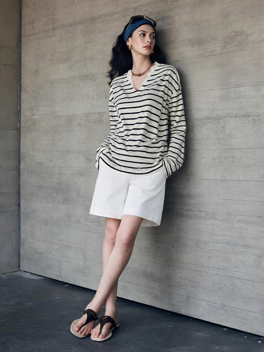 OLrain欧芮儿百搭减龄2025年新款条纹针织宽松长袖T恤 商品图1