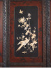 独角鹿西洋古董19世纪末20世纪初日本明治时期出品硬木镂雕「花卉珍禽」主题芝山镶嵌屏风 商品缩略图5