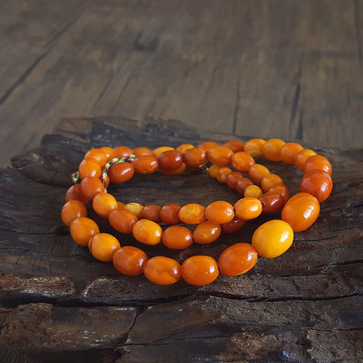 【天然正品】天然满蜜鸡油黄约13.1*9.8MM老蜜蜡多圈手串项链两用款13.1*9.8MM（皆取最大值）链长：30CM女士281125NJM10 特价 商品图4