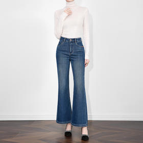 「高货wl」全新升级【铂金会员266/天猫359/差价93】(81814)洛诗琳高腰复合厚绒磨白牛仔裤2025秋冬三角刺绣微喇裤