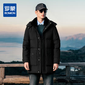 【可拆卸帽 獭兔毛领】罗蒙羽绒服男士中长款爸爸装保暖舒适羽绒服外套