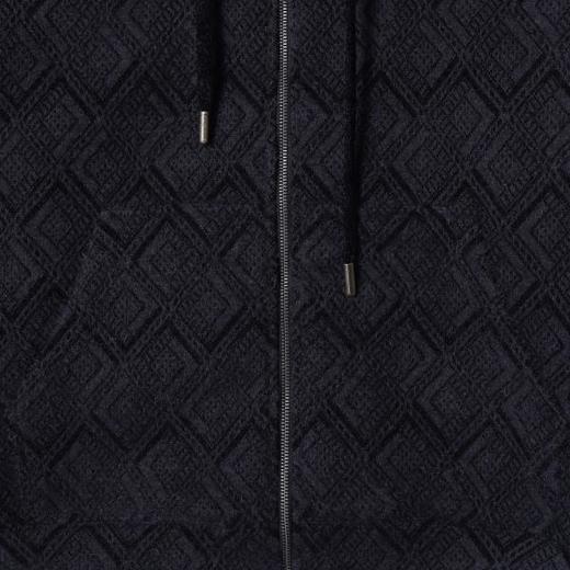 SDSA男士秋冬新款痞帅男装设计师菱形格绒毛拉链连帽卫衣宽松百搭 商品图2